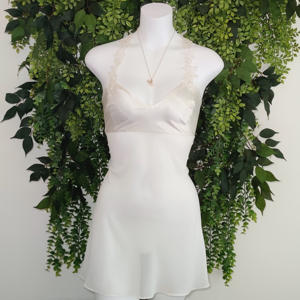 angelic floral lace slip with pearl accents